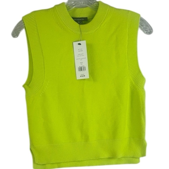 French Connection Women's SZ XS Cozy Soft Sleeveless Boxy Vest Lime Punch NWT - Picture 1 of 11